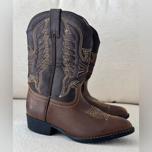 Durango Kids Authentic Western Cowboy Boots Brown, Size 1 (Unisex)